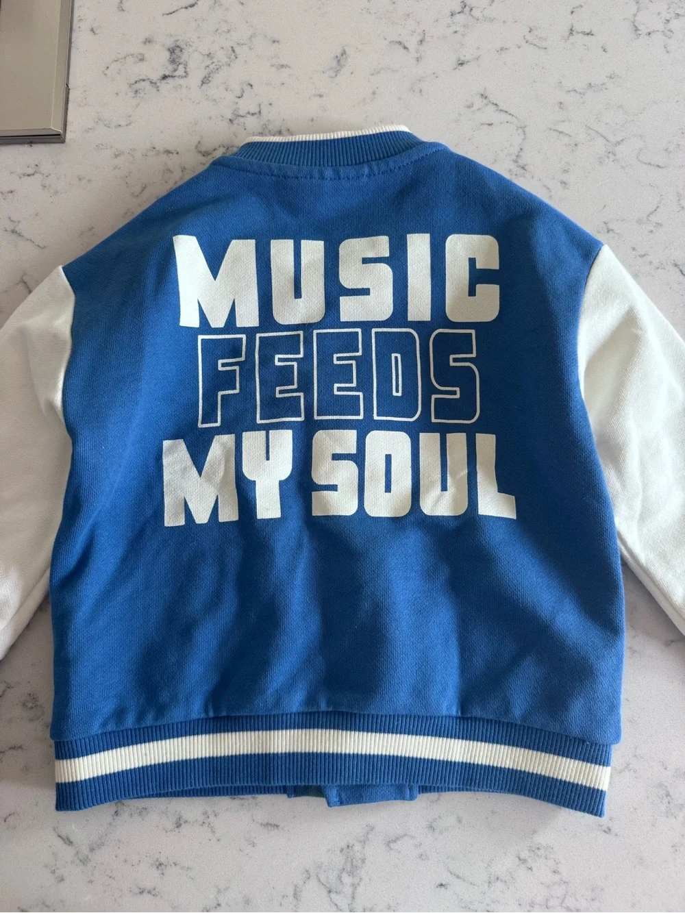 Zara Kids 'Legendary Tour' Blue & White Varsity Jacket